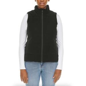 Pacific Trail Women's Neo Velvet Puffer Vest Black Full Zip Mock Neck Size Large